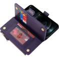 thumbnail image 5 of Wallet Case for iPhone 12 Pro with Crossbody Lanyard for Women 6.1",iPhone 12 Purse Phone Case with Card Holder,Protective PU Leather Coin Zipper Case,Purple, 5 of 16