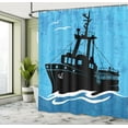 thumbnail image 4 of Ambesonne Nautical Blue Shower Curtain, Fishing Boat on Wave, 69"Wx75"L, Sky Blue Grey, 4 of 4