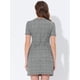 thumbnail image 3 of INSPIRE CHIC Vestido de tubo de oficina de negocios con patrón de manga corta y cuello redondo de pata de gallo vintage para mujer Negro XL, 3 of 4
