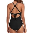 thumbnail image 3 of Innerwin Swimwear Gradient Women Bathing Suits Surfing Long Sleeve Backless One Piece Swimsuit Black S, 3 of 4