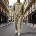 thumbnail image 2 of Men Full Zip Tracksuit Set Two Piece Long Sleeve Jacket and Pants Athletic Leisurewear Outfit for Daily Use, 2 of 5