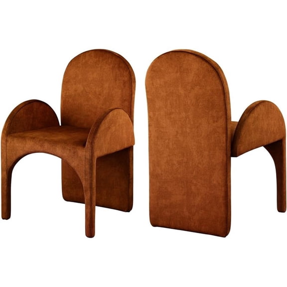 Pemberly Row Contemporary Cognac Velvet Dining Arm Chair (Set of 2)