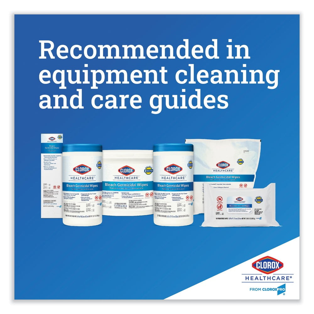 Clorox Healthcare Bleach Germicidal Wipes, 12 x 12, Unscented, 110/Bucket