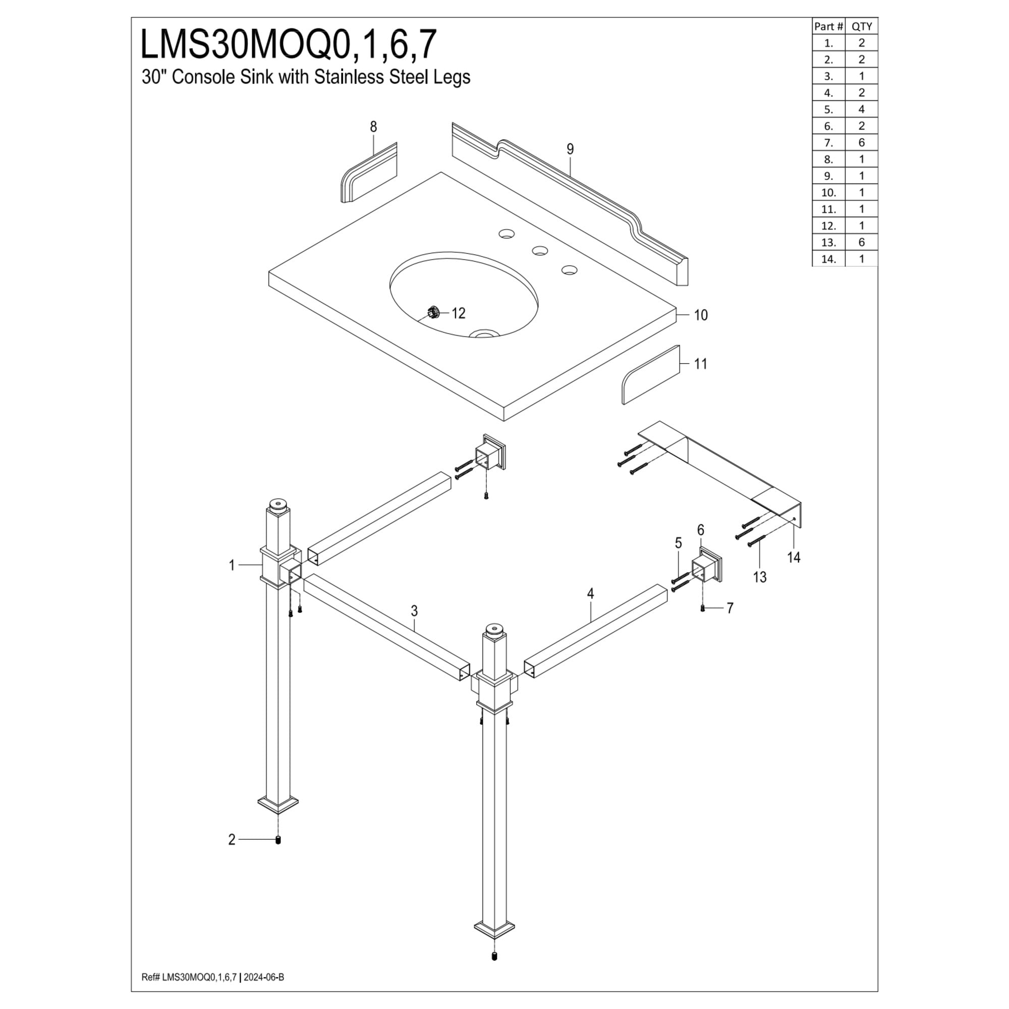 Kingston Brass LMS30MOQ7 Viceroy 30" Carrara Marble Console Sink with Stainless Steel Legs (8-Inch, 3-Hole), Carrara Marble White/Brushed Brass