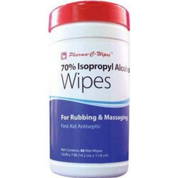 Pharma-C-Wipes Antiseptic Hand Wipes with Isopropyl Alcohol, 40 Per Canister, 8 Canisters