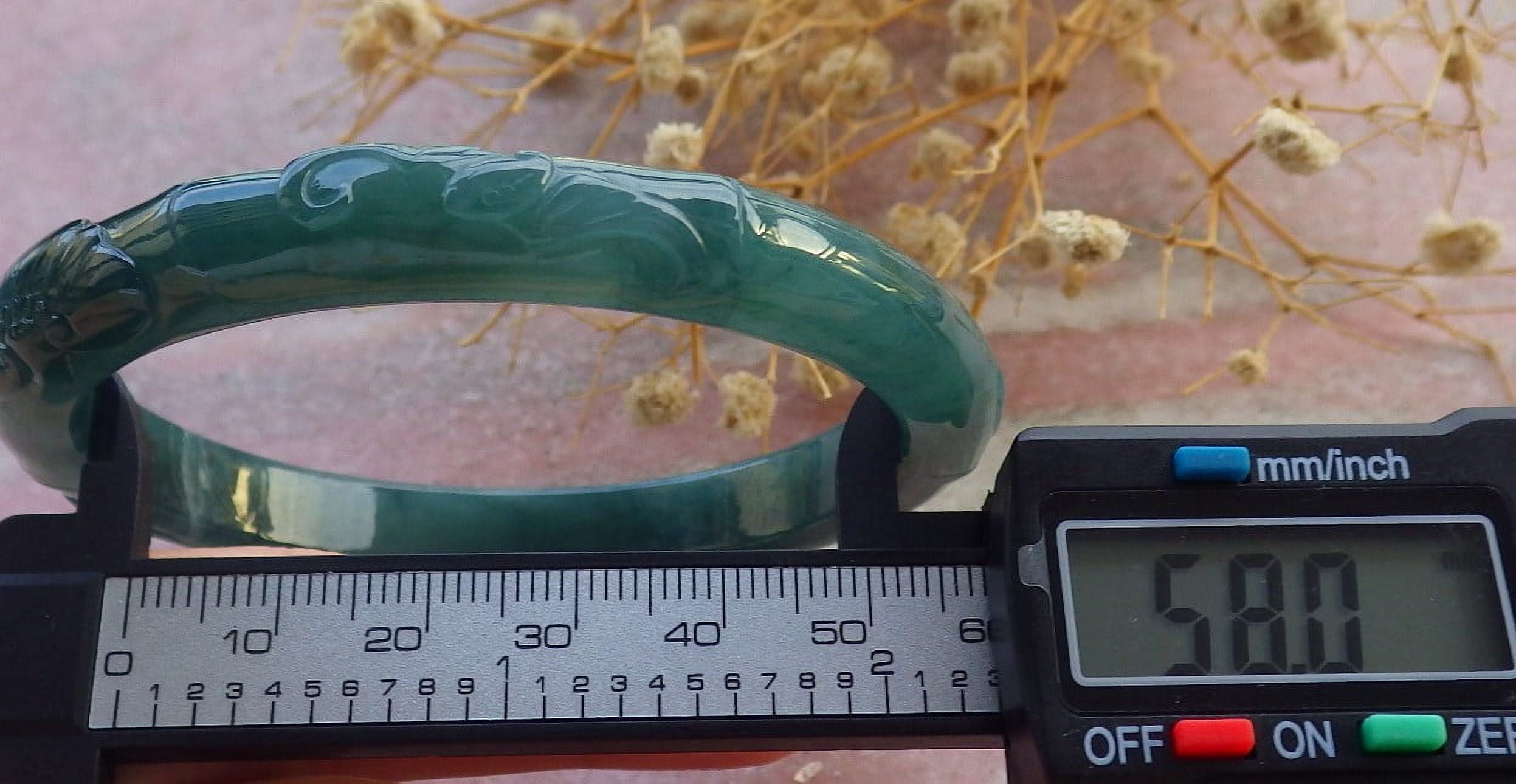 Icy Green Natural A JADE Jadeite Bat Ruyi Bamboo Bangle Bracelet 58 mm 684033 TN