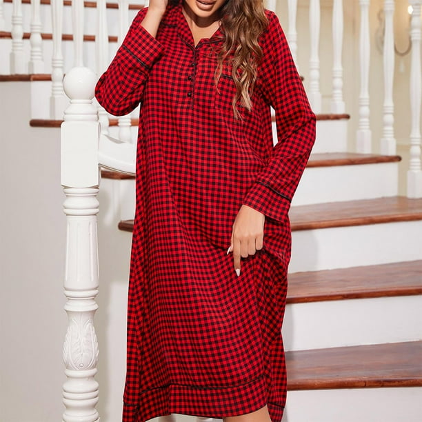 Camisón largo informal de poliéster para mujer, talla grande, con estampado en forma de corazón, holgado, de manga larga y solapa, para casa