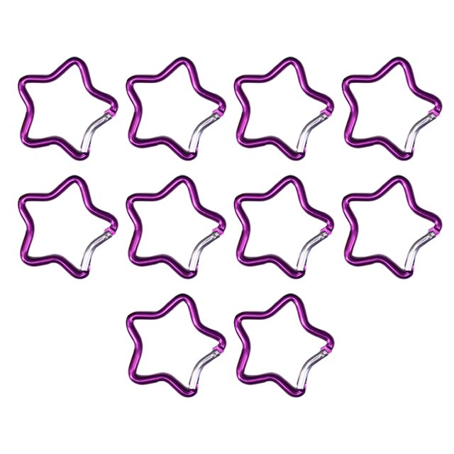 10 piezas de mosquetón con forma de estrella de cinco puntas, Clip para llavero, para acampar y viajar púrpura Zulema Llavero mosquetón