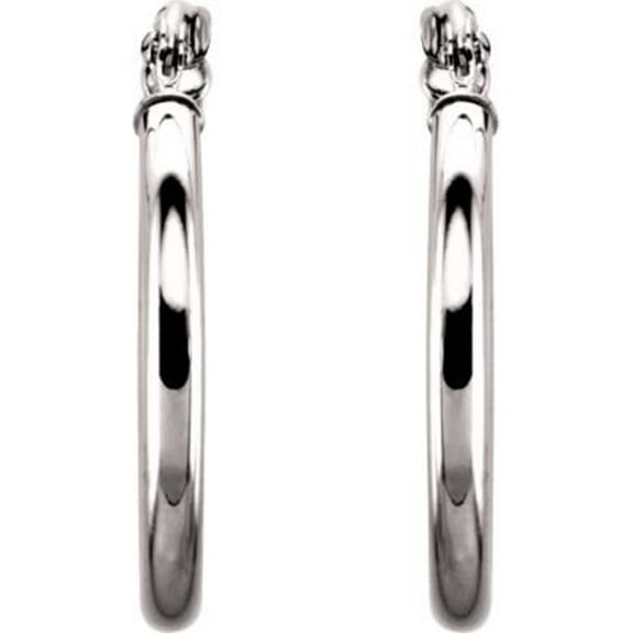 14k White Gold 20mm Polished Hoop Earrings - 1.2 Grams