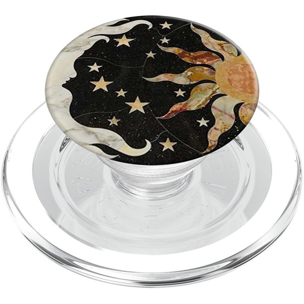 PopSockets PopGrip para smartphone, negro, vintage, luna, sol y estrellas