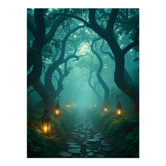 Diamond Art Kit for Adults, Enchanted Forest Pathway Lanterns Diamond Painting for Adults Beginners, DIY Diamond Art Painting Kits, 5D Diamond Painting Crafts for Home Decor 12x16 Frameless