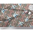 thumbnail image 3 of Soimoi polyester Crepe Fabric Floral Damask & Stork Bird Printed Fabric 1 Yard 52 Inch Wide, 3 of 3