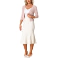 thumbnail image 2 of INSPIRE CHIC Women's V Neck Button Down 3/4 Sleeve Lightweight Solid Knitted Cardigan Sweater M Pink, 2 of 5