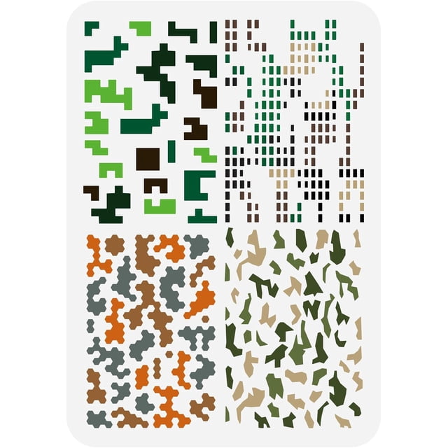Plantilla electrónica para pintar camuflaje, 8.3 x 11.7 pulgadas. Plantilla de dibujo de camuflaje a cuadros, camuflaje celular, plantilla de decoración para juegos tácticos.