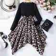 thumbnail image 2 of Tisuna Girls Dress Child Floral Print Long Sleeve Crew Neck Dresses Fashion Loose Autumn Winter Girls Casual Wear Black Size 9-10 Years, 2 of 7