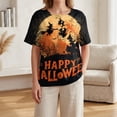 thumbnail image 5 of JULMCOMO Halloween Shirts for Women Cotton Linen Funny Witch Ghost Pumpkin Print Henley Casual Tunic Tops Holiday Costume Graphic Tees Orange M, 5 of 9