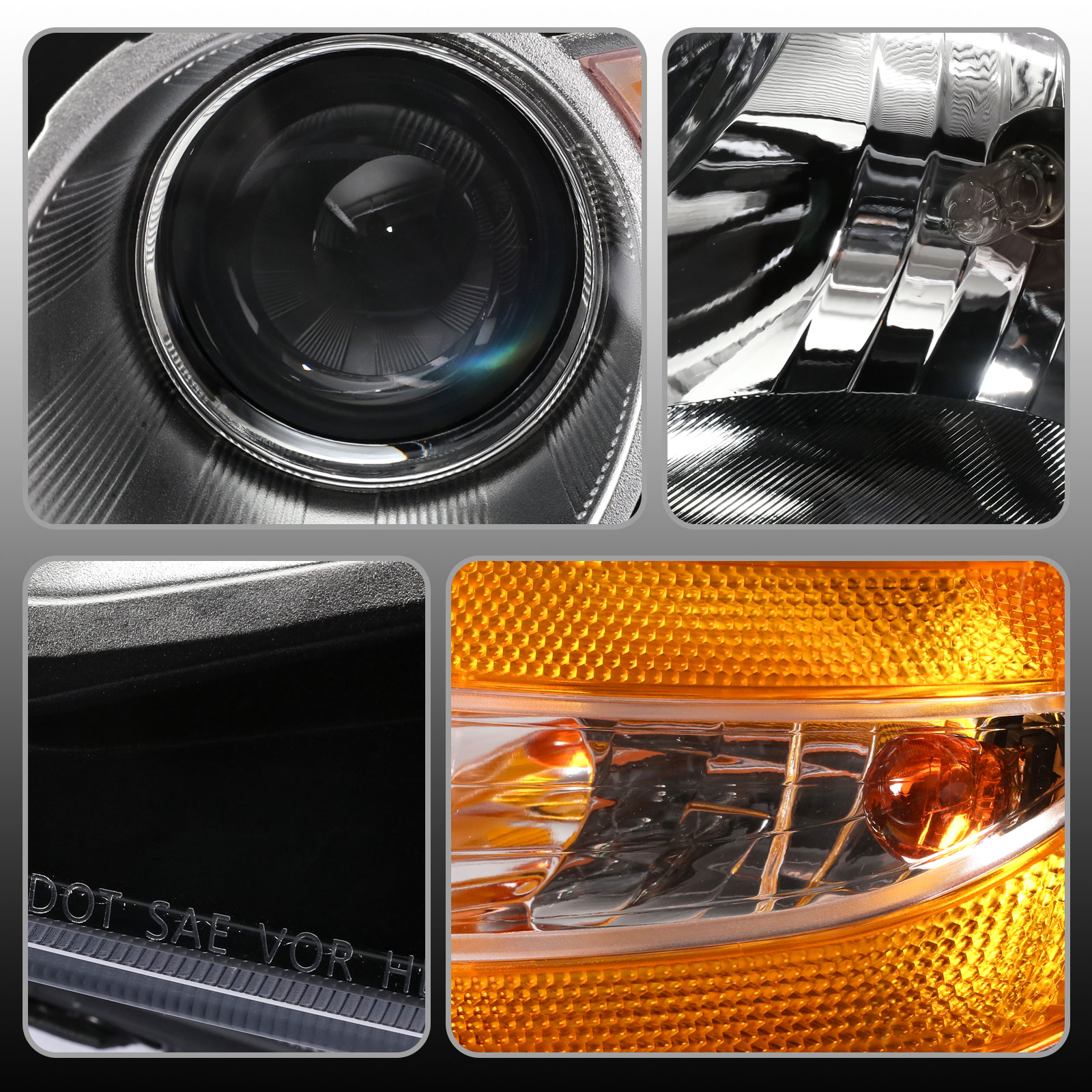 HOUGEET Headlight Fit for 2011-2013 Honda Odyssey EX/EX-L/LX Left Drive Side Halogen With bulb(s)(Black&Chrome)