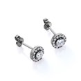 thumbnail image 4 of JeenMata Pendientes con Forma Redonda de Diamante de 0,48 Quilates, Diseño de Halo, Engastados con 8 Puntas, Chapado en Oro Negro de 18 K sobre Plata, 4 of 4