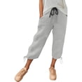 thumbnail image 4 of DuoJiaJ Womens Capri Pants, Elastic Waist with Pockets Loose Fit Casual Gray S, 4 of 7