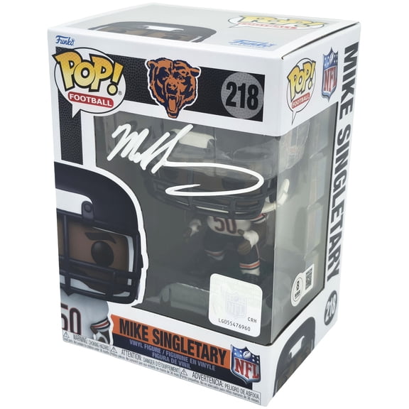 Mike Singletary Autographed Funko #218 Funko Pop Vinyl Figurine Chicago Bears Beckett BAS Witness 253286