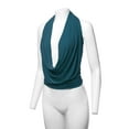 thumbnail image 5 of A2Y Women's Sexy Drape Front Deep V-Neck Cowl Neckline Halter Backless Party Club Top Teal 3XL, 5 of 6