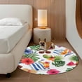 thumbnail image 5 of Tropical Leaves Round Rug 4ft Washable Circle Entryway Rugs Non Slip Summer Coastal Flowers Coconut Watermelon Area Rug Indoor Floor Carpet for Bedroom Kitchen Living Room Home Office Dining Room, 5 of 9