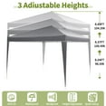 thumbnail image 2 of Heavy Duty Pop Up Canopy Tent - 10x10 FT Waterproof Commercial Gazebo with 6 Sidewalls, Adjustable Height, for Parties, Camping, Beach, Portable, Grey, with Side Curtains, 2 of 8