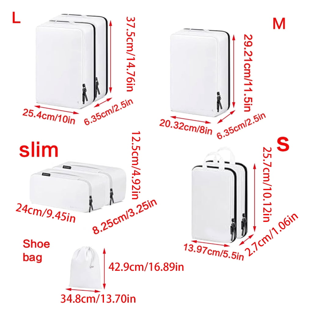 10 Pack Travel Compression Packing Cubes Expandable Organizers Bags for Clothes Storage and Suitcases Organization