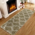 thumbnail image 3 of FairOnly Brown 2'x8'Washable Silk Wool Geometric Runner Rug for Bedroom Non Slip Ultra Soft Modern Indoor Rug for Living Room Dining Room, 3 of 7