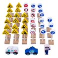 thumbnail image 3 of Juego de señales de tráfico de madera, juguetes de aprendizaje para la enseñanza en casa. 33 piezas, 3 of 9