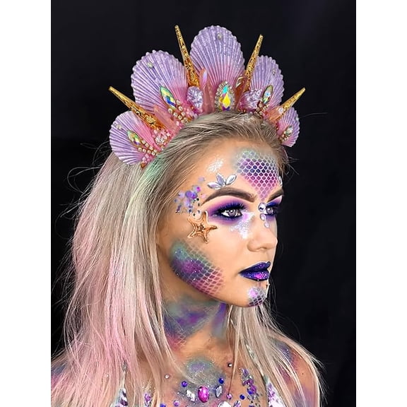 Pink Shell Halo Crown Tiara Mermaid Tiara - 1 Piece Handmade Halloween Renaissance Siren Shaped Artifact
