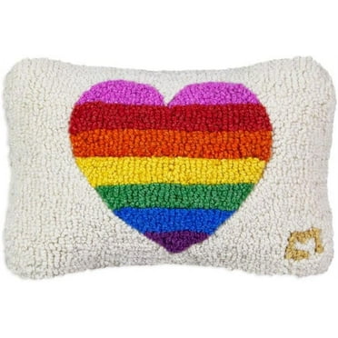 Chandler 4 Corners Hand-Hooked Wool Decorative Throw Pillow | Artist-Designed Rainbow Glow Pillow, Valentine's day Pillow for Couches & Beds, LGBTQ Inclusive Themed Home Decor (8 in x 12 in)