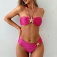 thumbnail image 2 of VBVC Women's 3 Piece Bikini Set,Ladies Halter Tie Front Top,High Cut Bottom with Sheer Maxi Cover Up,Hot Pink,Size L, 2 of 9