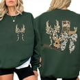 thumbnail image 4 of Hunting Season Double Sided Sweatshirt – Coquette Camo Deer & Bow Graphic Fall Outfit, Old School Hunting Sweater, Cute Outdoor Gift for Women, 4 of 7