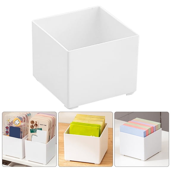 WHAMVOX White Plastic Desktop Notepad Holder Organizer Box for Memo Papers