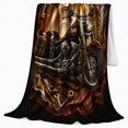 thumbnail image 2 of Cruiser Motorcycle Art, Dramatic decorative motif Scene, Warm Flannel Blanket for Living Room and Bedroom with Detailed Artwork, Art Lovers Housewarming Gift, decorative motif Home Decor, 2 of 9