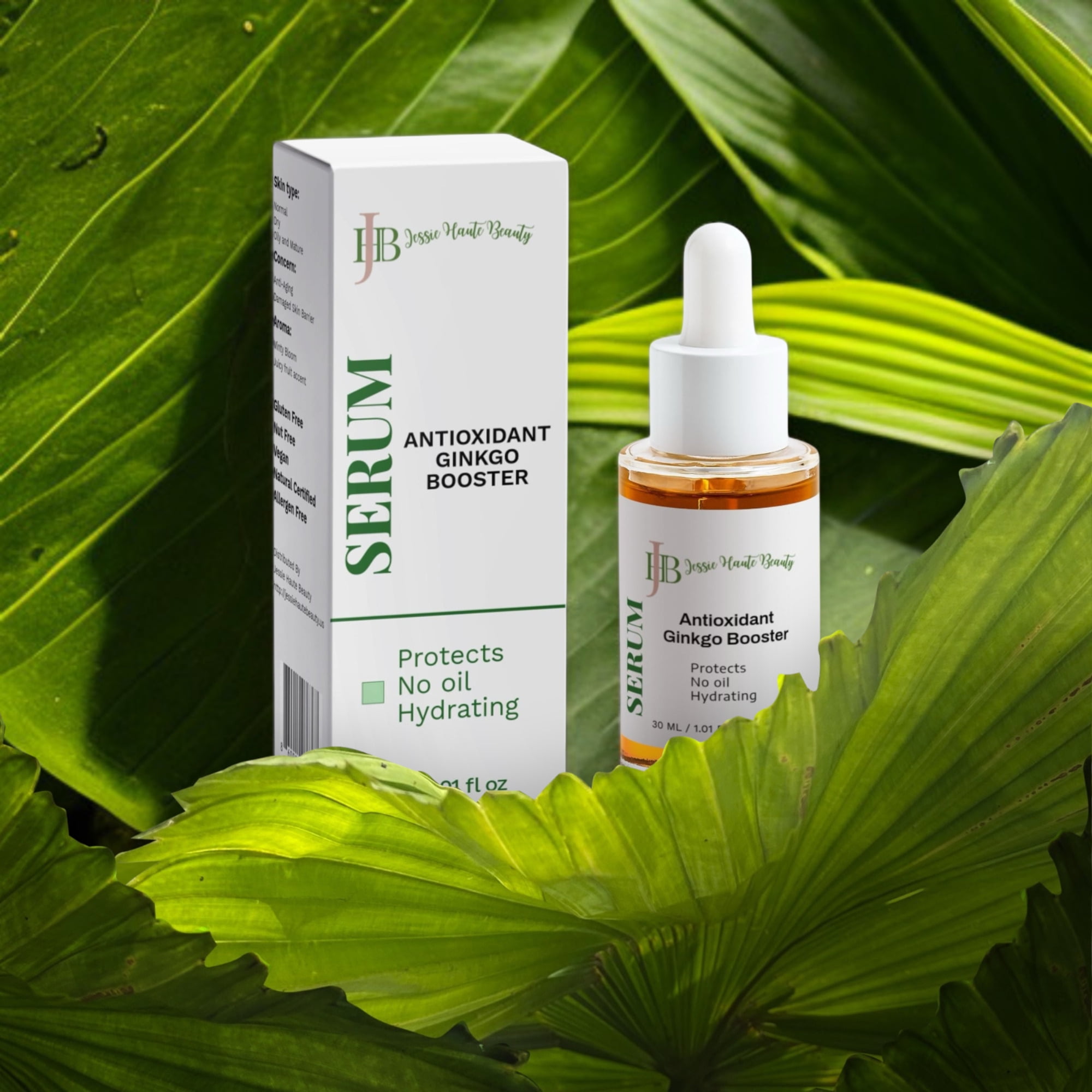 Antioxidant Ginkgo Booster Serum - ECOCERT Organic Anti-Aging Face Treatment