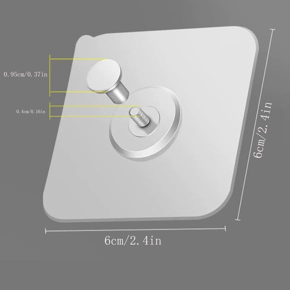 Picture Hanging Hooks Heavy Duty Adhesive Self-Adhesive for Ceramic Tile Metal Glass Walls 6 cm x 6 cm 5 kg Capacity