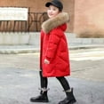thumbnail image 4 of Otqutp Girl's Puffer Jacket Kids Long Winter Coats Knee Length Parka Warm Fleece Lined Snow Outerwear with Faux Fu𝗿 Hood, 4 of 5