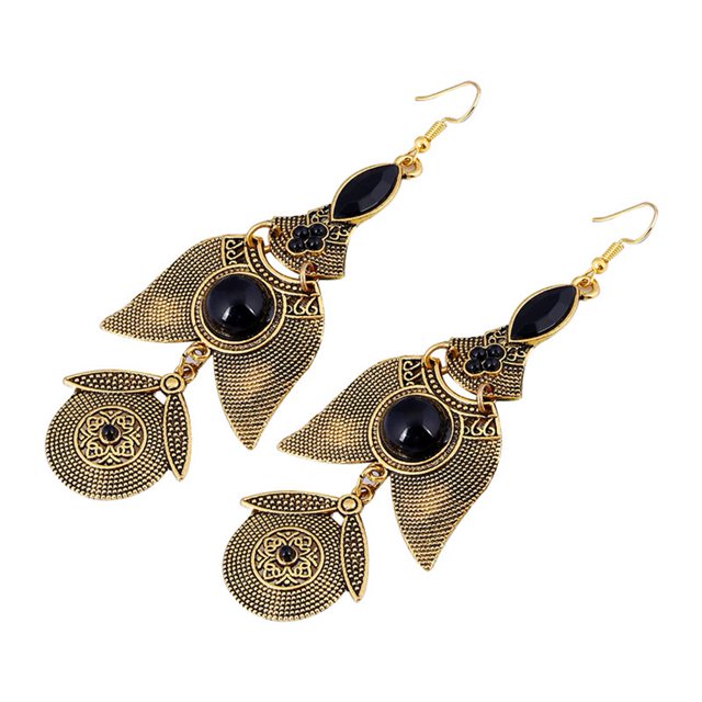 Pendientes largos de resina de estilo étnico Vintage a la moda, regalo de decoración (dorado)