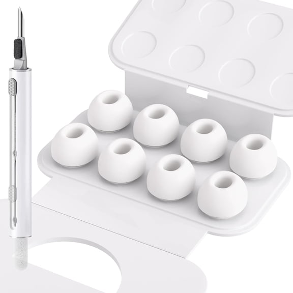 BPPEG 4 Pairs Replacement Ear Tips for Airpods Pro 2Nd\/1St (Medium) | with Noise Reduction Hole, Non-Slip Soft Silicone Airpods Pro Replacement Ear Tips with Portable Storage