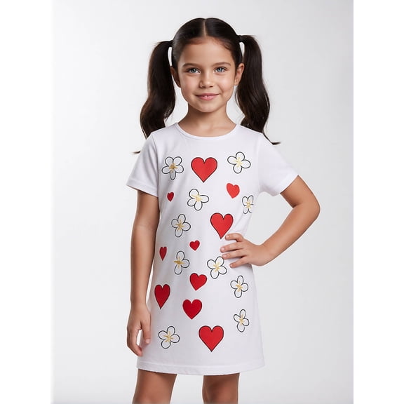 Comfortable Stylish Short Sleeve Dress for Girls Slim-Fit Casual Sundress Round Neck Dress Girls Age 5-13