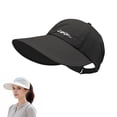 thumbnail image 3 of Women's Wide Brim Baseball Cap with Ponytail Hole, Lightweight Quick-Dry Sun Hat, Adjustable Sun Visor for Running, Hiking, Beach, and Outdoor Activities - Black, 3 of 10