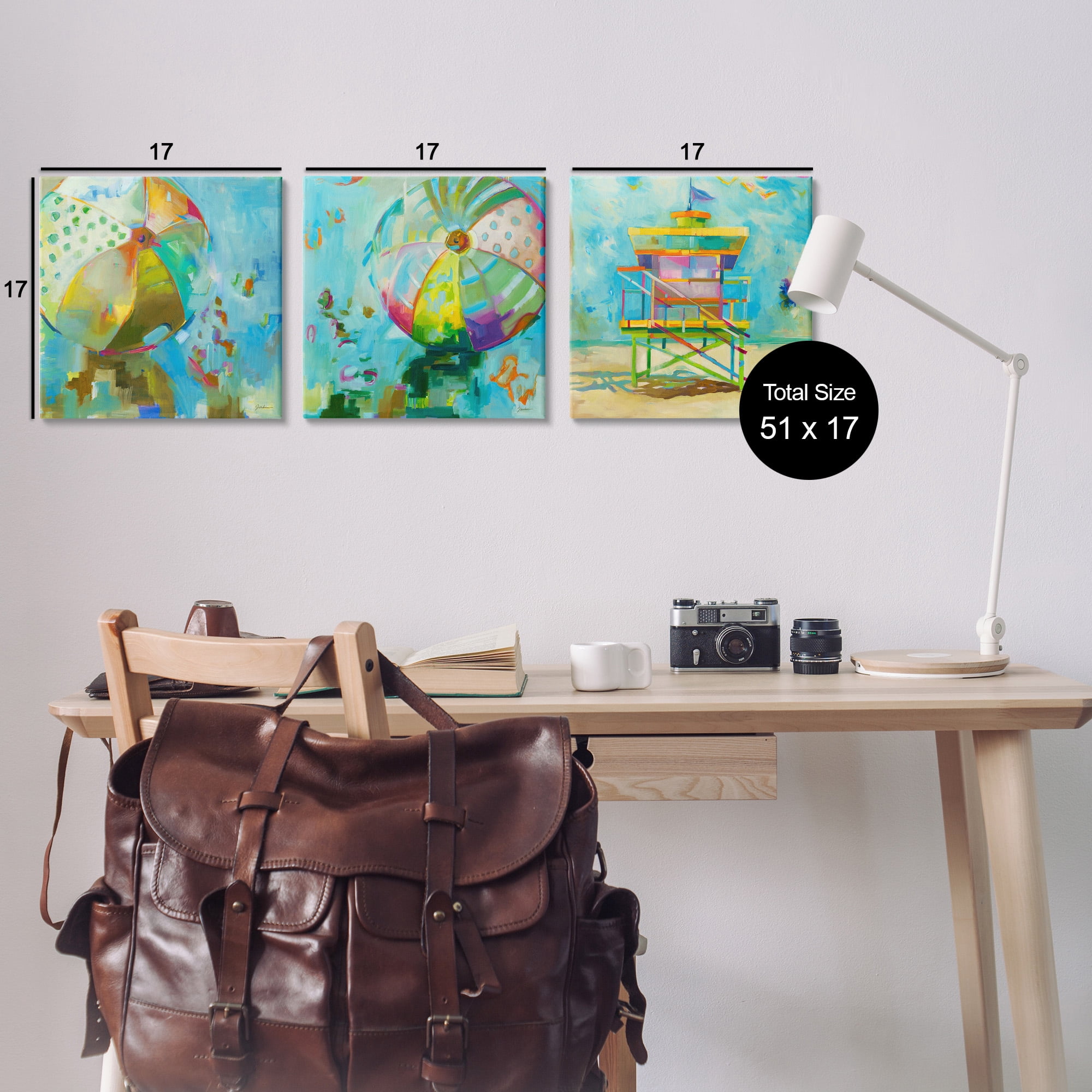Stupell Industries Abstract Beach Scenes Abstract Painting Gallery Wrapped Canvas Art Print Wall Art, 17 x 17, Set of 3