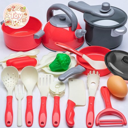 Pretend Play Toys Large Simulation Home Kitchen Playset Complete Cooking Accessory Kit Multifunctional Role Play Station Christmas Birthday Gifts Toys for Toddler Baby Kids Boys Girls Age 3+