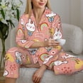thumbnail image 6 of Yiaed Rabbit So Cute Print Pajamas Women's Long Sleeve Sleepwear Soft Button Down Loungewear Pjs Lounge Set Nightwear Womens Pajama Pants-XX-Large, 6 of 7