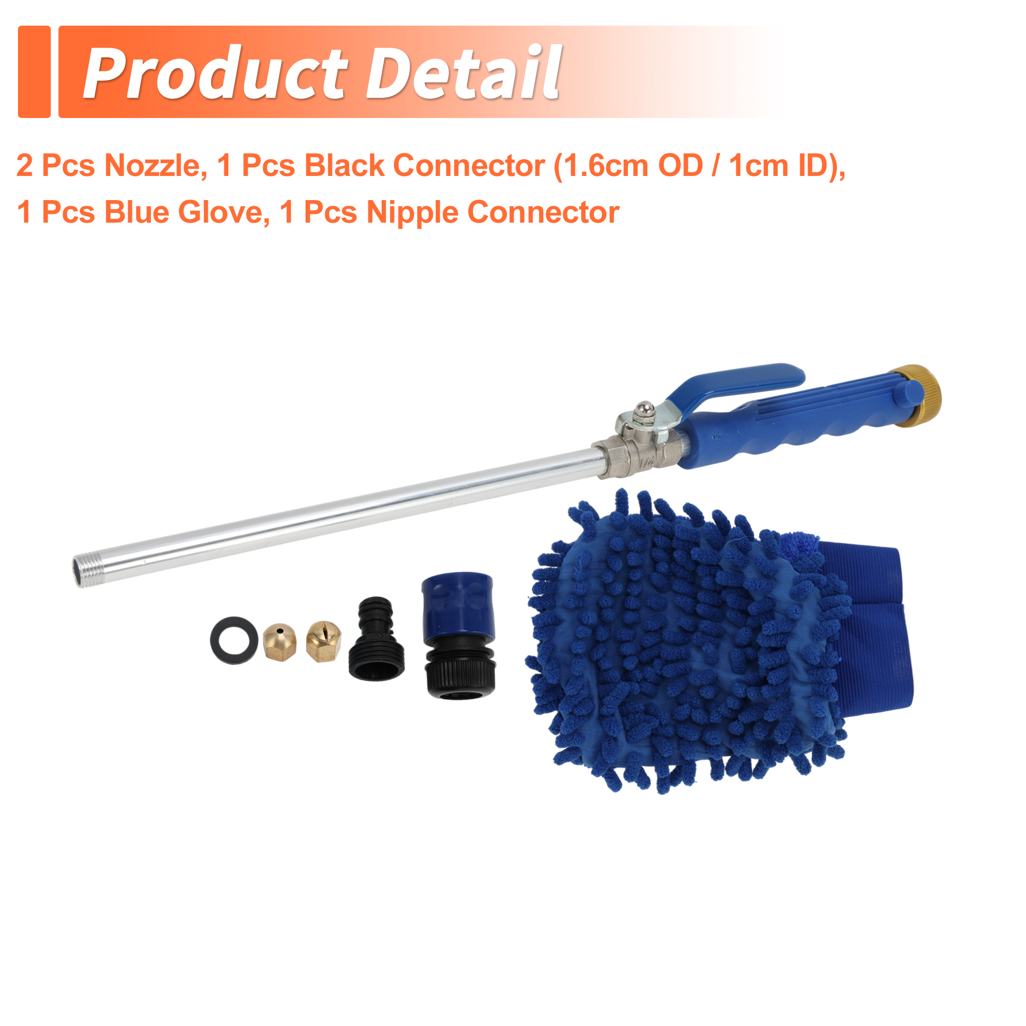 Unique Bargains Heavy Duty Water Hose Nozzle High Pressure Car Garden Hose Nozzle Adjustable Hand Sprayer for Gardening Vehicle Aluminum Alloy Copper TPR Blue 1 Set