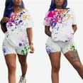 thumbnail image 3 of Women’s “White Splash” Tie Dye Shorts Set (Large 10-12), 3 of 6