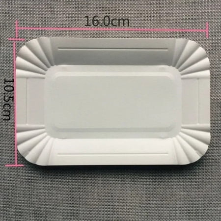 100Pcs Rectangular Cake Tray White Paper Plate Disposable Dinner Cake Tools