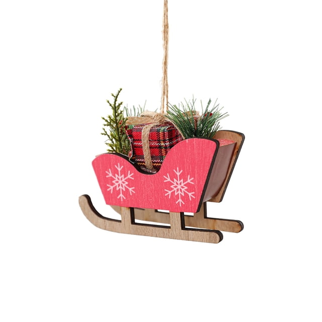 Christmas Tree Decorations,Wooden Sleigh Christmas Tree Ornament